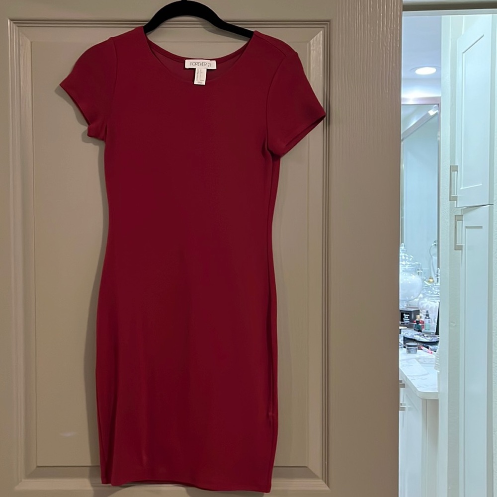 Red body con dress